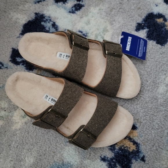 BIrkenstock Arizona in Doubleface Khaki size 38N NEW - Picture 1 of 7